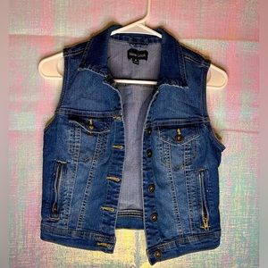 New Look Denim Jeans Vest Color Dark Blue Size M